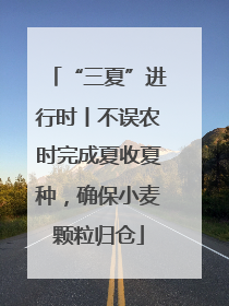 “三夏”进行时丨不误农时完成夏收夏种，确保小麦颗粒归仓