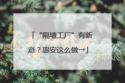 “隔墙工厂”有新意？惠安这么做→
