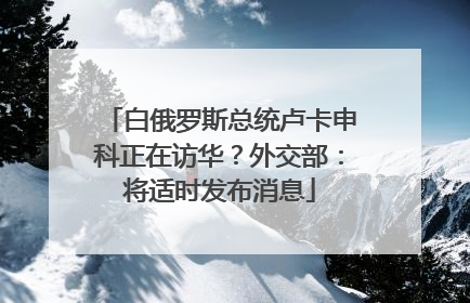 白俄罗斯总统卢卡申科正在访华？外交部：将适时发布消息