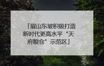 眉山东坡积极打造新时代更高水平“天府粮仓”示范区