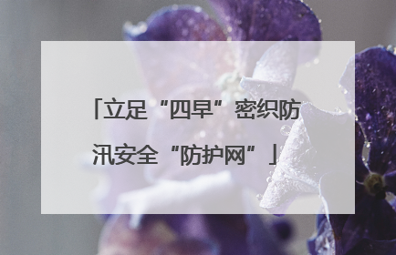 立足“四早”密织防汛安全“防护网”