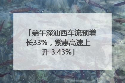 端午深汕西车流预增长33%，紫惠高速上升 3.43%