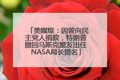 美媒爆：因曾向民主党人捐款，特朗普撤回马斯克盟友出任NASA局长提名