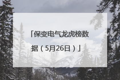 保变电气龙虎榜数据（5月26日）