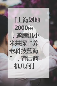 上海划地2000亩，邀腾讯小米共探“养老科技蓝海”，背后商机几何
