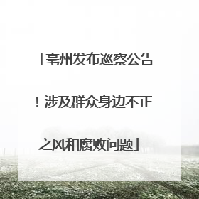 亳州发布巡察公告！涉及群众身边不正之风和腐败问题