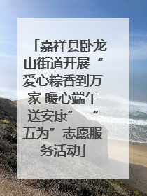 嘉祥县卧龙山街道开展“爱心粽香到万家 暖心端午送安康” “五为”志愿服务活动