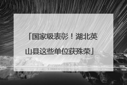 国家级表彰！湖北英山县这些单位获殊荣