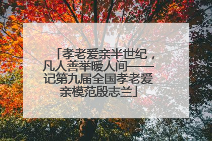 孝老爱亲半世纪，凡人善举暖人间——记第九届全国孝老爱亲模范殷志兰