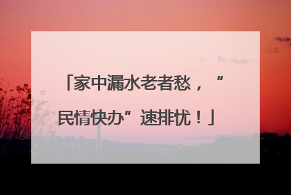 家中漏水老者愁，“民情快办”速排忧！