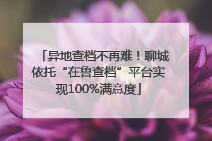 异地查档不再难！聊城依托“在鲁查档”平台实现100%满意度