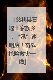 慈利县甘堰土家族乡：“汛”速响应！奋战抢险救灾一线