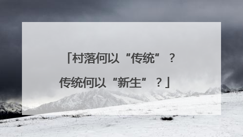 村落何以“传统”？传统何以“新生”？
