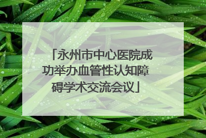 永州市中心医院成功举办血管性认知障碍学术交流会议