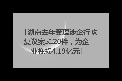 湖南去年受理涉企行政复议案5120件，为企业挽损4.19亿元