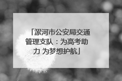 漯河市公安局交通管理支队：为高考助力 为梦想护航