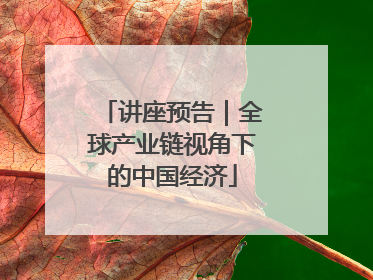 讲座预告｜全球产业链视角下的中国经济