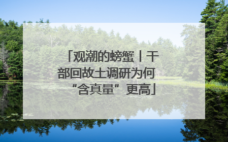 观潮的螃蟹丨干部回故土调研为何“含真量”更高