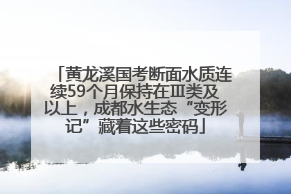 黄龙溪国考断面水质连续59个月保持在Ⅲ类及以上，成都水生态“变形记”藏着这些密码