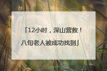 12小时，深山营救！八旬老人被成功找到