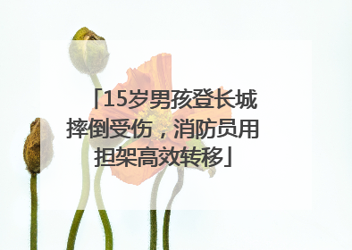 15岁男孩登长城摔倒受伤，消防员用担架高效转移
