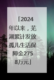 2024年以来，芜湖累计发放孤儿生活保障金2758万元